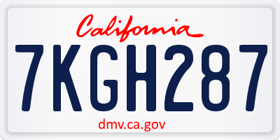 CA license plate 7KGH287