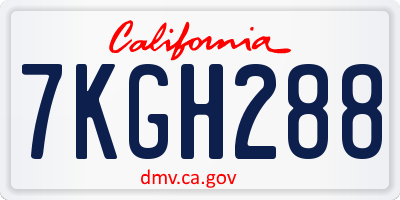CA license plate 7KGH288
