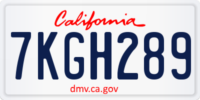 CA license plate 7KGH289