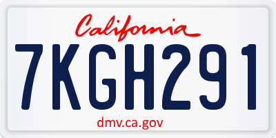 CA license plate 7KGH291