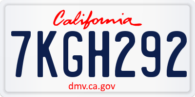 CA license plate 7KGH292