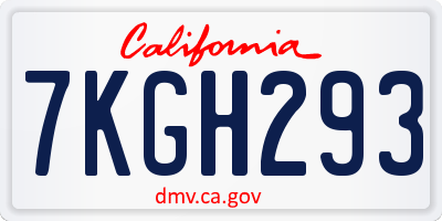 CA license plate 7KGH293
