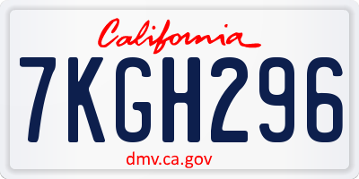 CA license plate 7KGH296