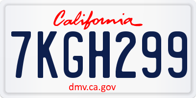 CA license plate 7KGH299