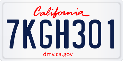 CA license plate 7KGH301