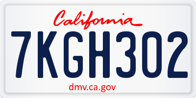 CA license plate 7KGH302