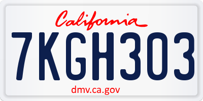 CA license plate 7KGH303
