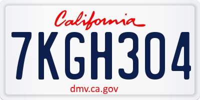 CA license plate 7KGH304