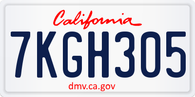 CA license plate 7KGH305