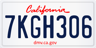 CA license plate 7KGH306