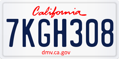 CA license plate 7KGH308