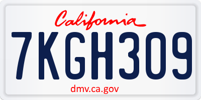 CA license plate 7KGH309