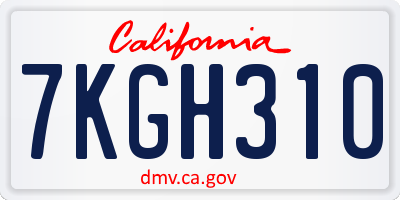 CA license plate 7KGH310