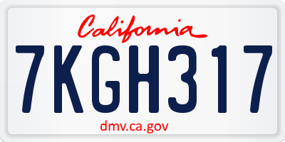 CA license plate 7KGH317