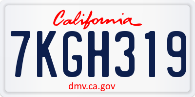 CA license plate 7KGH319