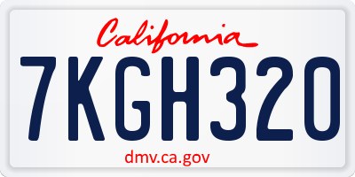 CA license plate 7KGH320