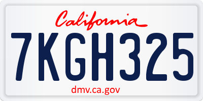 CA license plate 7KGH325