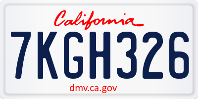 CA license plate 7KGH326