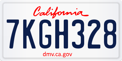 CA license plate 7KGH328