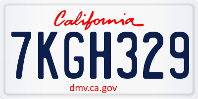 CA license plate 7KGH329