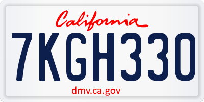 CA license plate 7KGH330