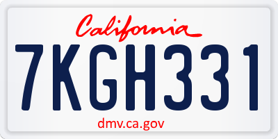 CA license plate 7KGH331