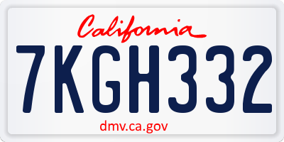 CA license plate 7KGH332