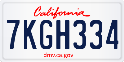 CA license plate 7KGH334