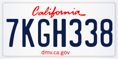 CA license plate 7KGH338