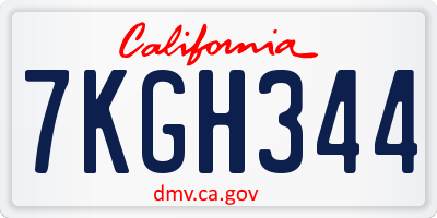 CA license plate 7KGH344
