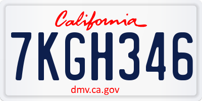 CA license plate 7KGH346