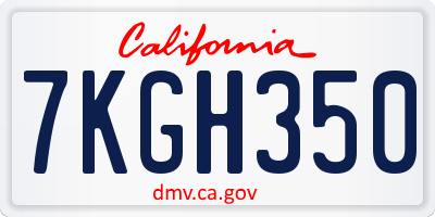 CA license plate 7KGH350