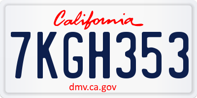 CA license plate 7KGH353