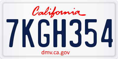 CA license plate 7KGH354
