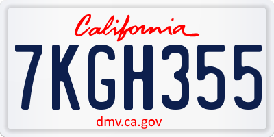 CA license plate 7KGH355