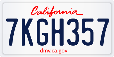 CA license plate 7KGH357
