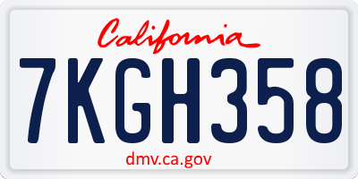 CA license plate 7KGH358