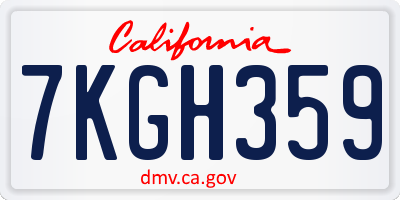 CA license plate 7KGH359