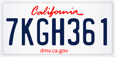 CA license plate 7KGH361