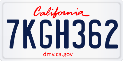 CA license plate 7KGH362