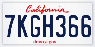 CA license plate 7KGH366