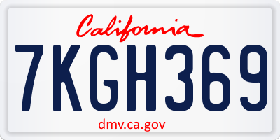 CA license plate 7KGH369