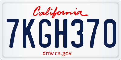 CA license plate 7KGH370