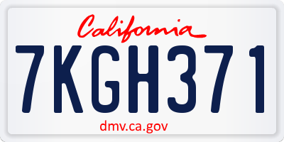 CA license plate 7KGH371