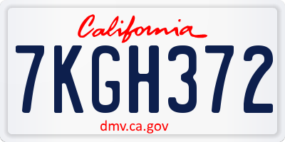 CA license plate 7KGH372