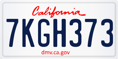 CA license plate 7KGH373