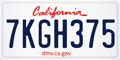 CA license plate 7KGH375