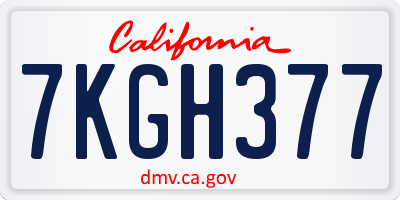 CA license plate 7KGH377