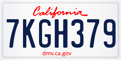 CA license plate 7KGH379