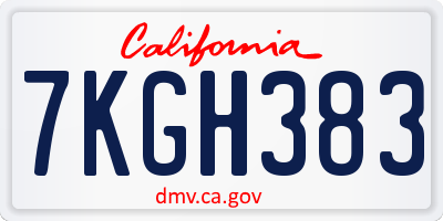 CA license plate 7KGH383